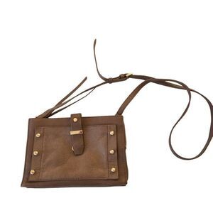 Botkier New York Womens Warren City Leather Studded Crossbody Bag Purse Tan